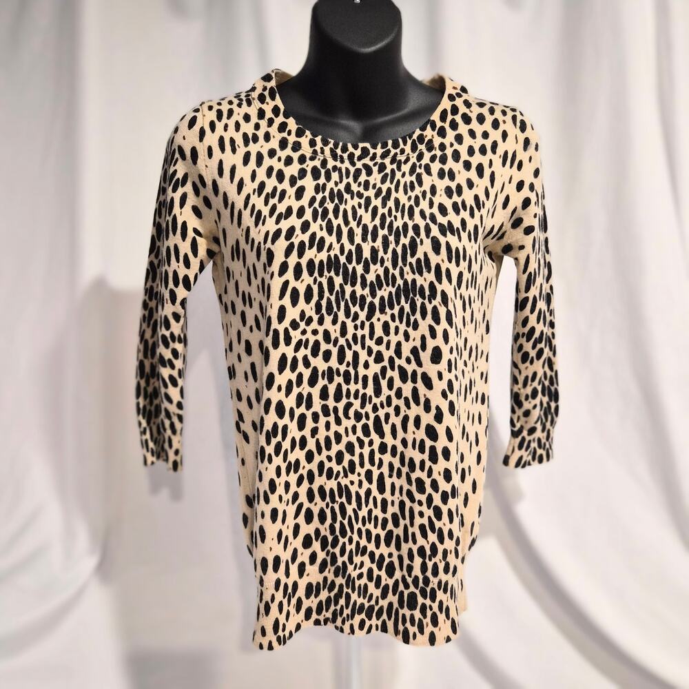 J.Crew 100% Merino‎ Wool Leopard Print Sweater - XS - Holiday 2012 Vintage